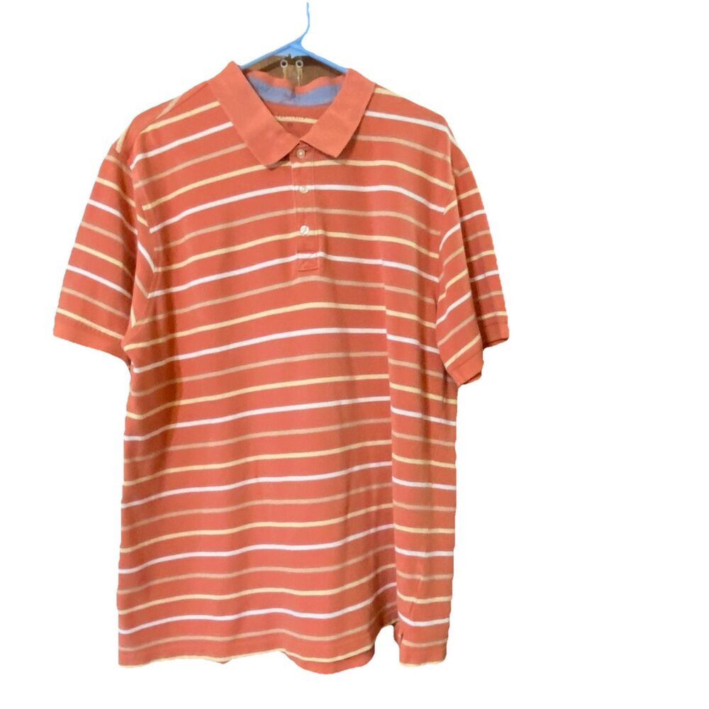 Mens Van Heusen Polo Classic Fit Size XXL Short Sleeve Orange Stripe